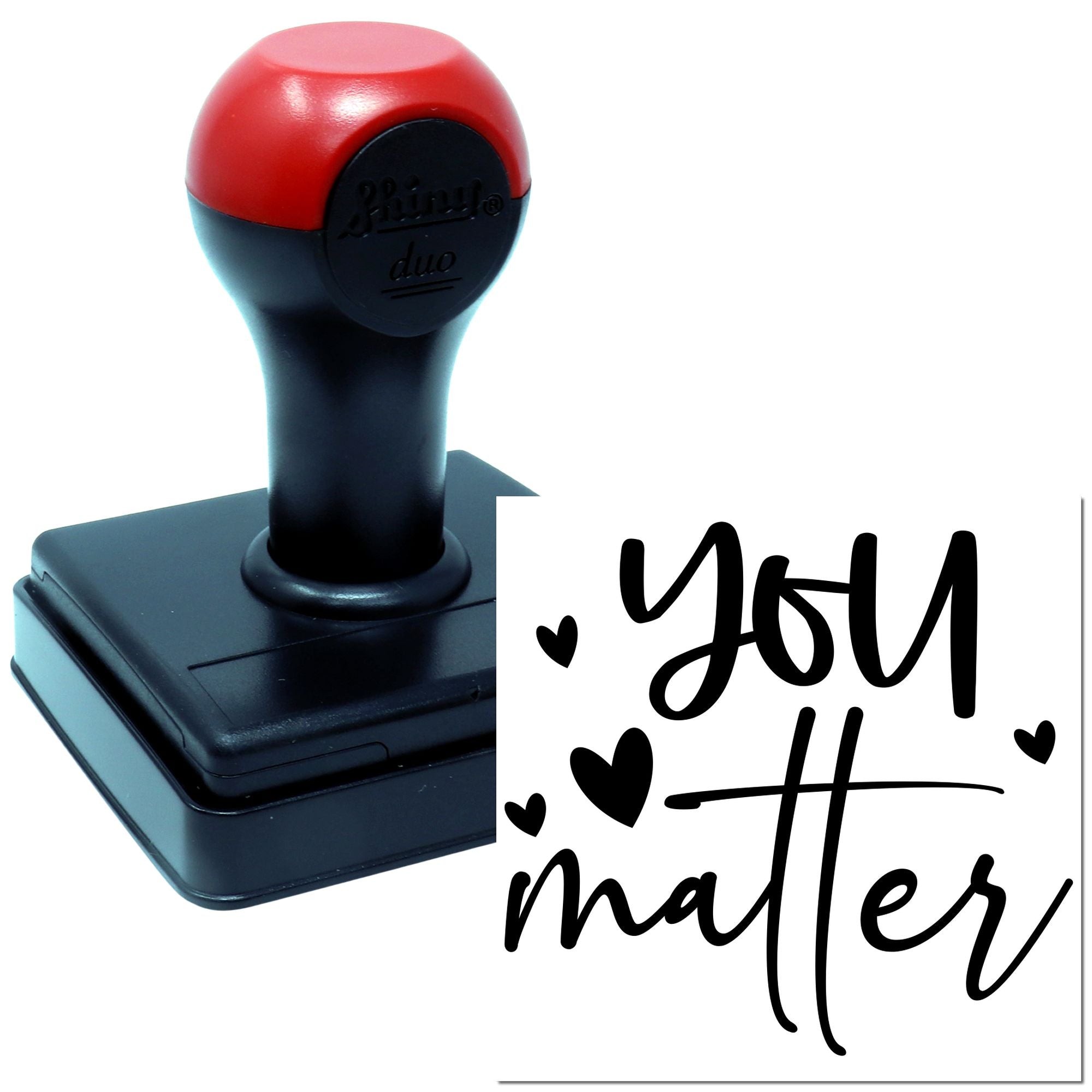 Duo Handwritten You Matter With Hearts Hand Stamp