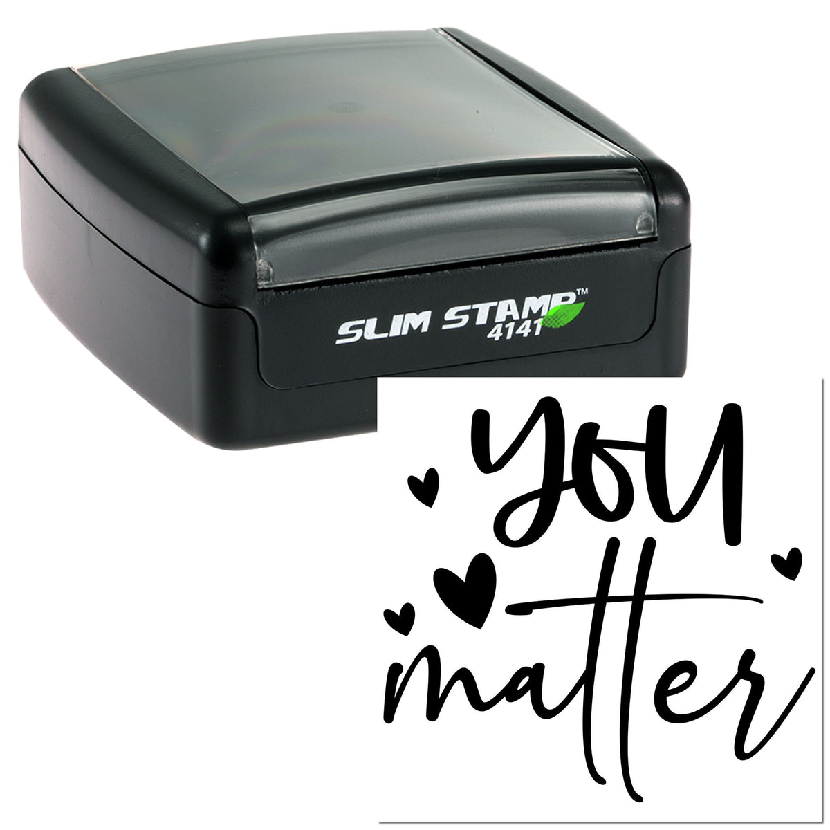 Trodat Slim You Truly Matter Today mini craft pre-inked stamp with black ink, featuring a compact design for creative stamping.