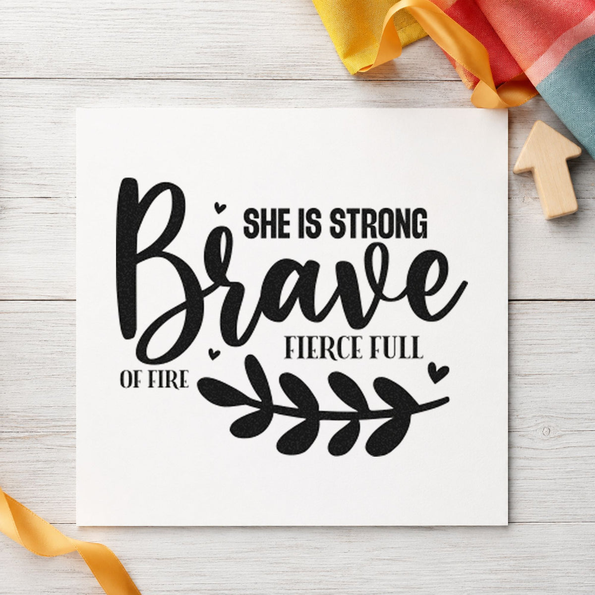Be Brave Strong Fierce Fire rubber stamp printed in black ink, ready for match result sheet and similar paper crafts.