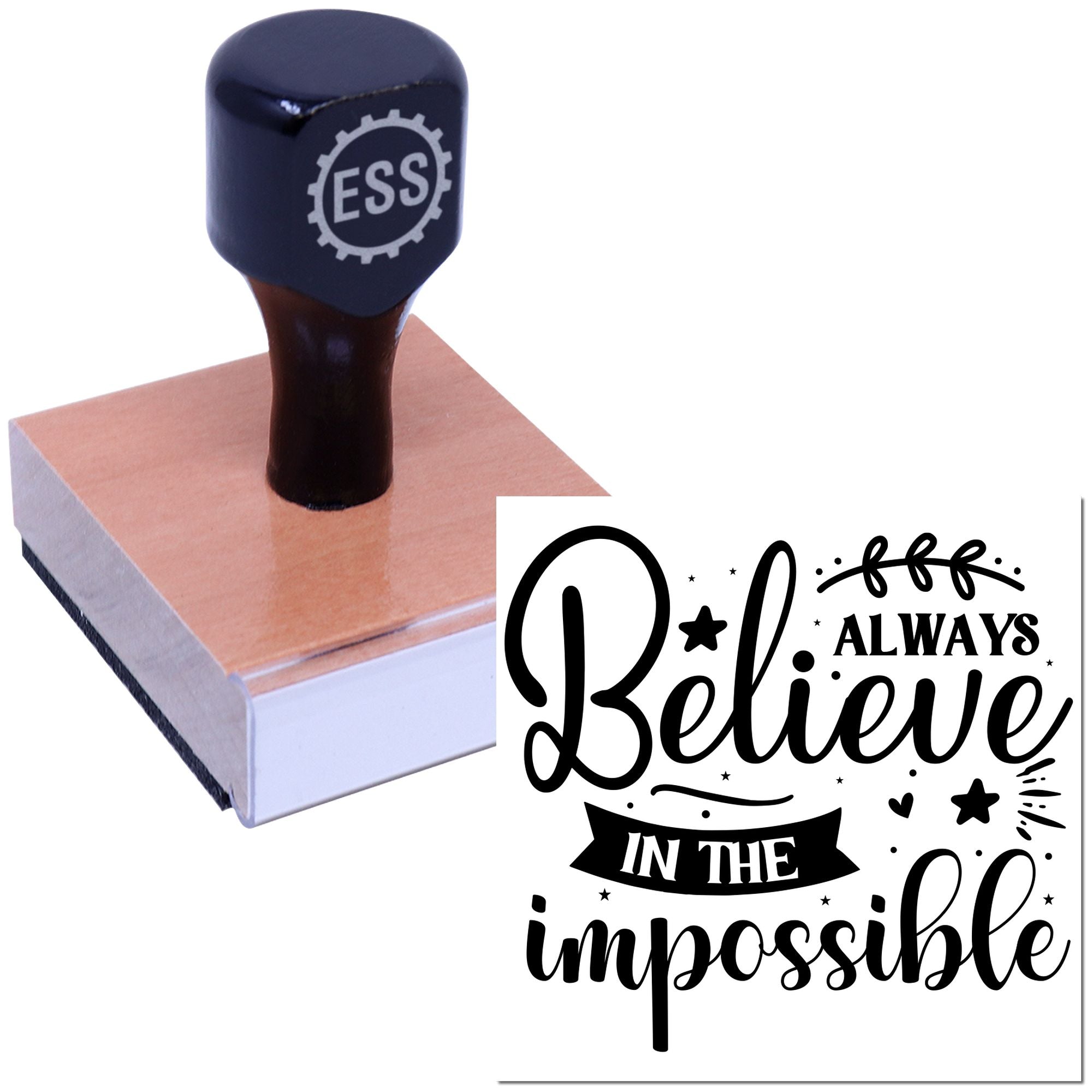 Believe The Impossible Tag Rubber Stamp