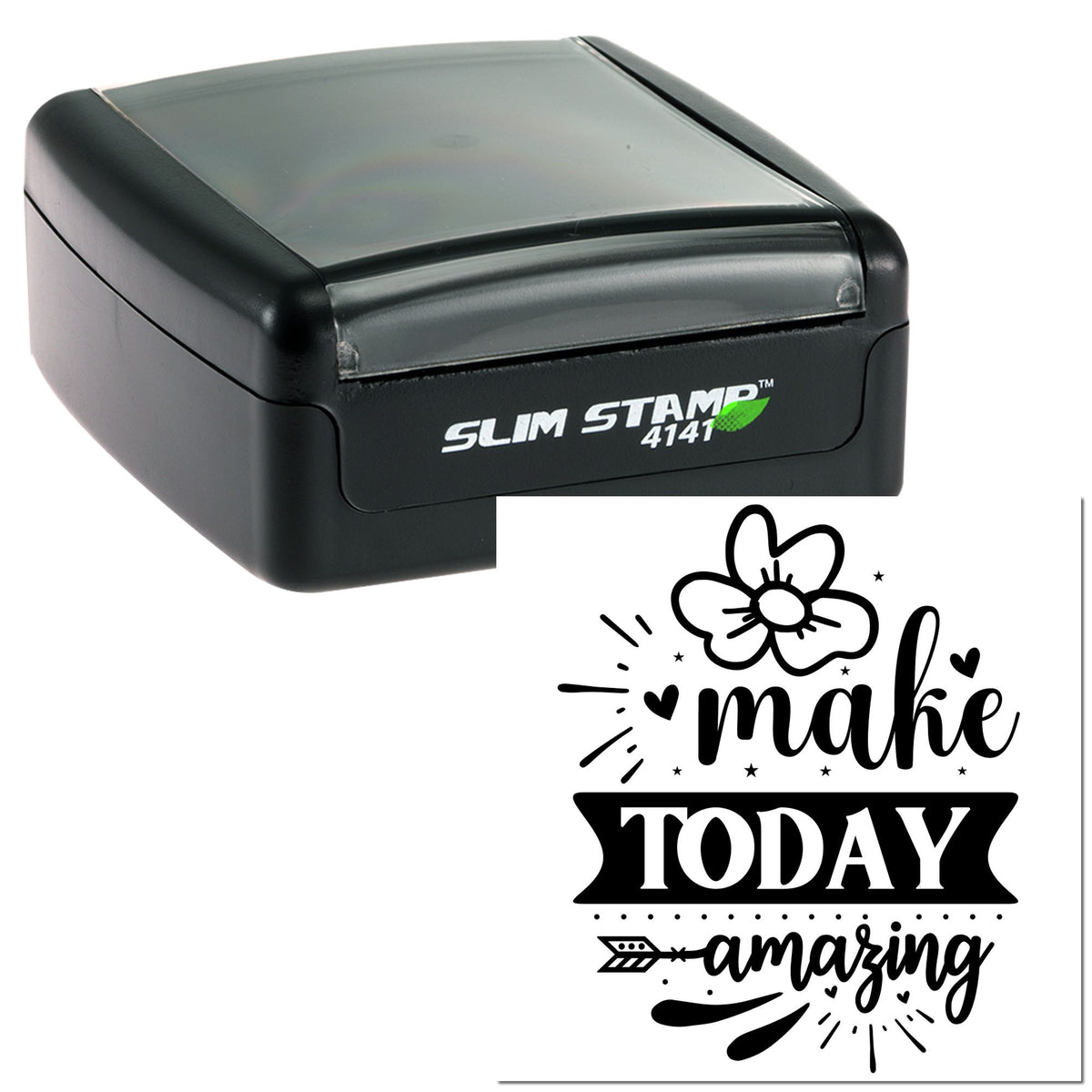 Black Slim Stamp 4141 with floral make today amazing seal design on white background.