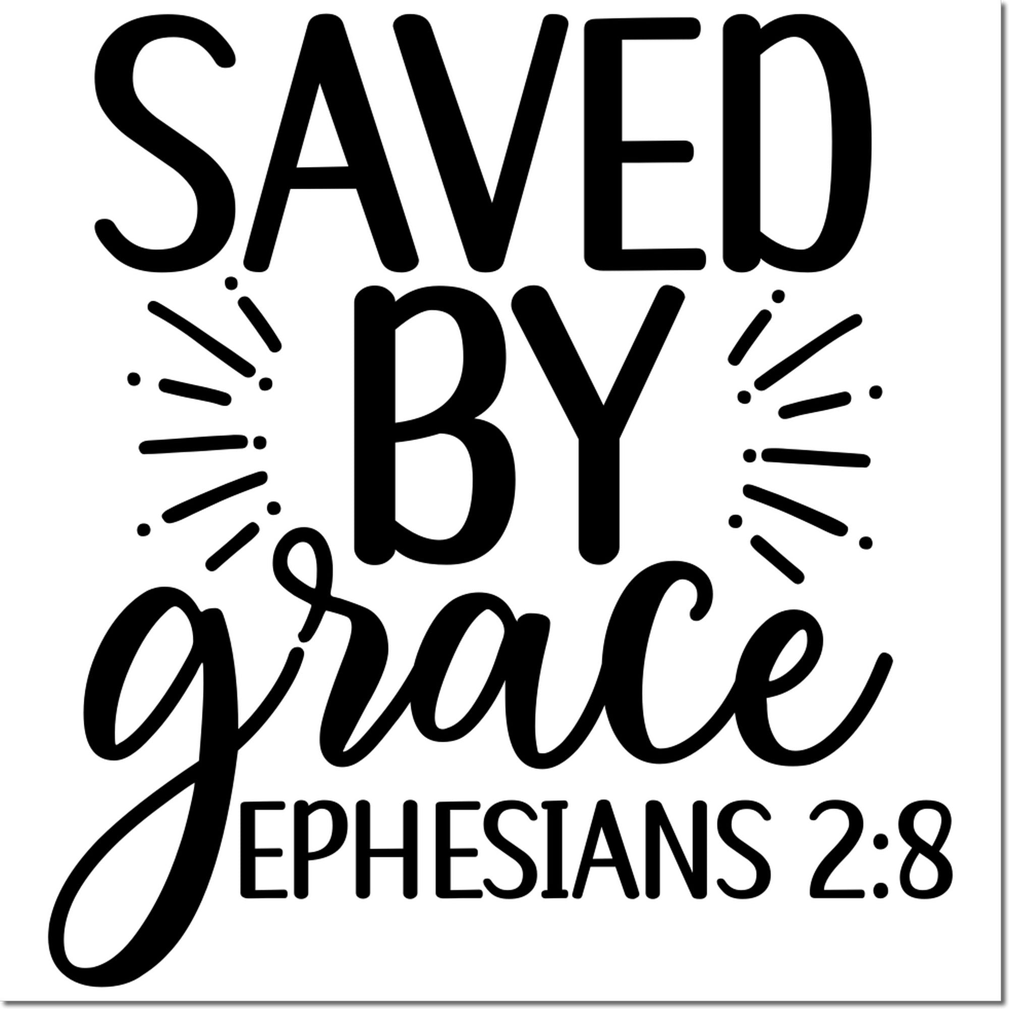 Pre-Inked Saved By Grace Note Card Stamp