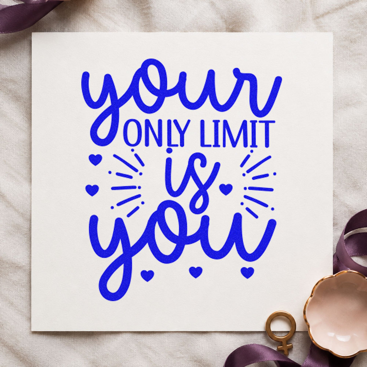 Your Only Limit Is You Rays craft stamp in blue ink on cardstock, an easy option for frame wrap printing.