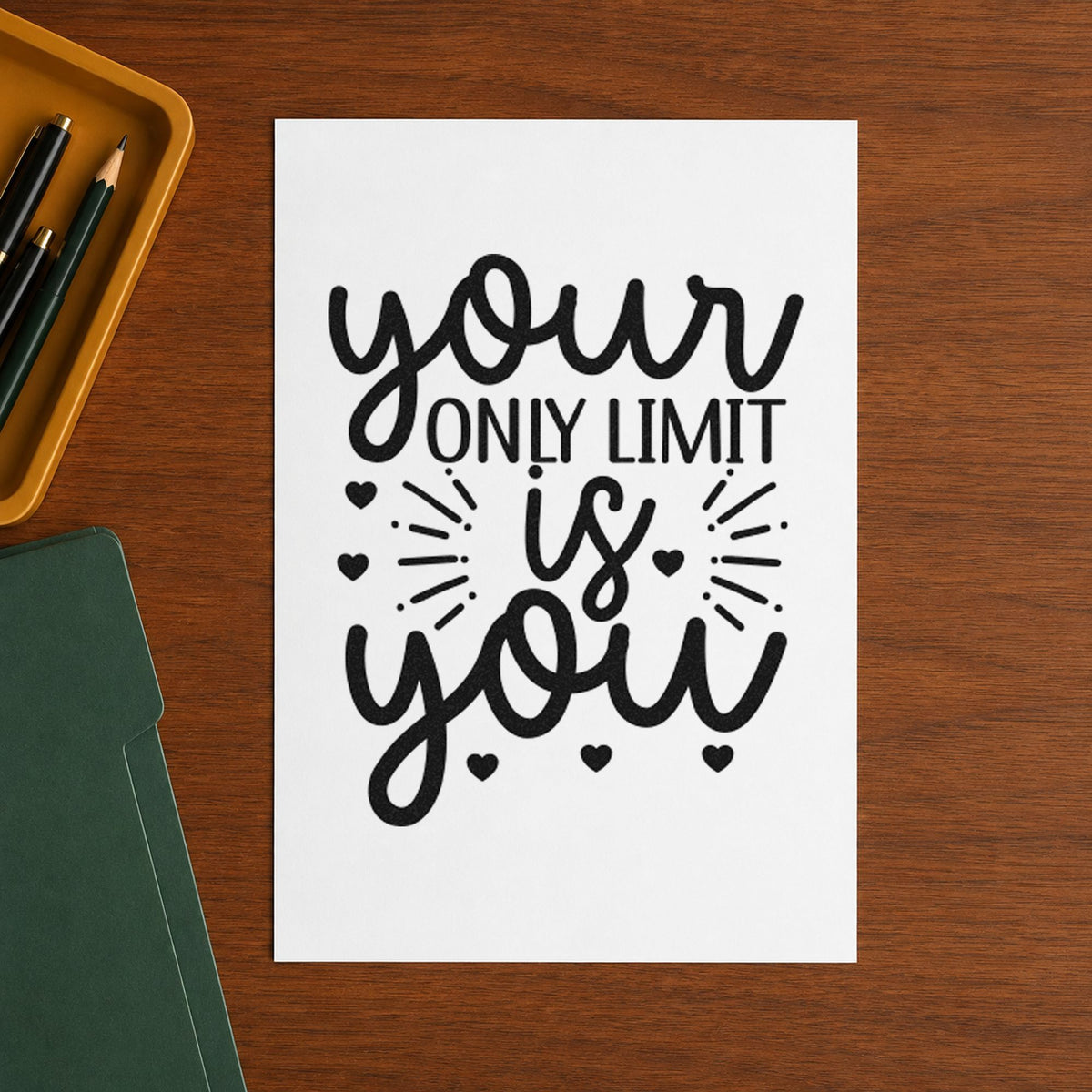 Your Only Limit Is You Rays rubber stamp printed in black ink, ready for radiating heart cards and similar paper crafts.