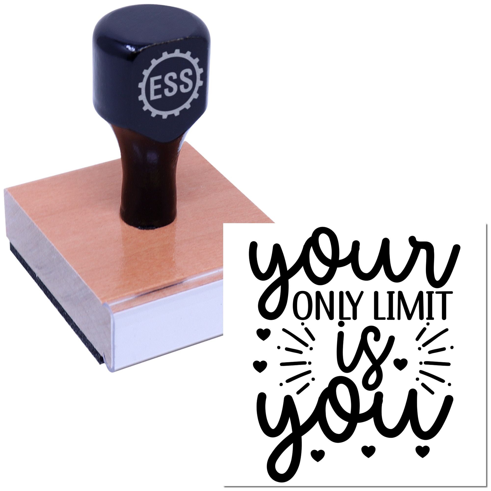 Empowering Heart Typography Favor Tag Rubber Stamp