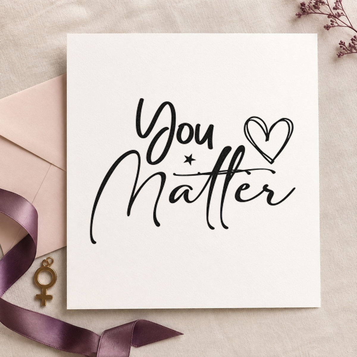 You Matter Heart Star craft stamp in black ink on cardstock, an easy option for match year album page.