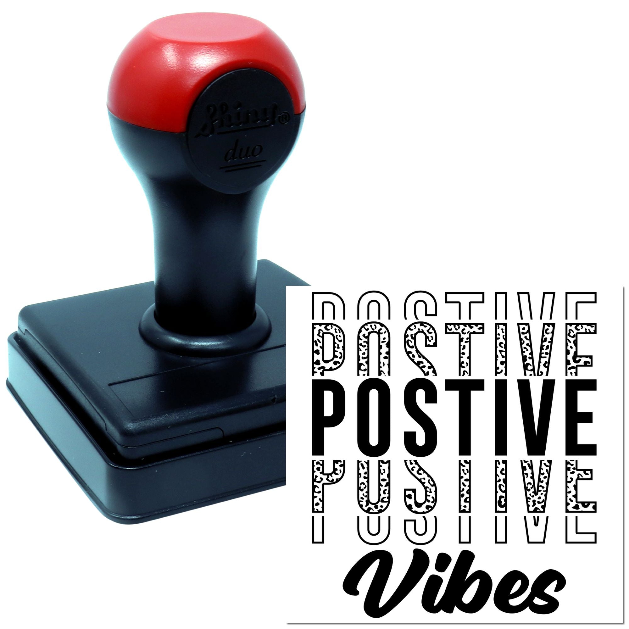 Duo Monochrome Positive Vibes Repeating Text Hand Stamp
