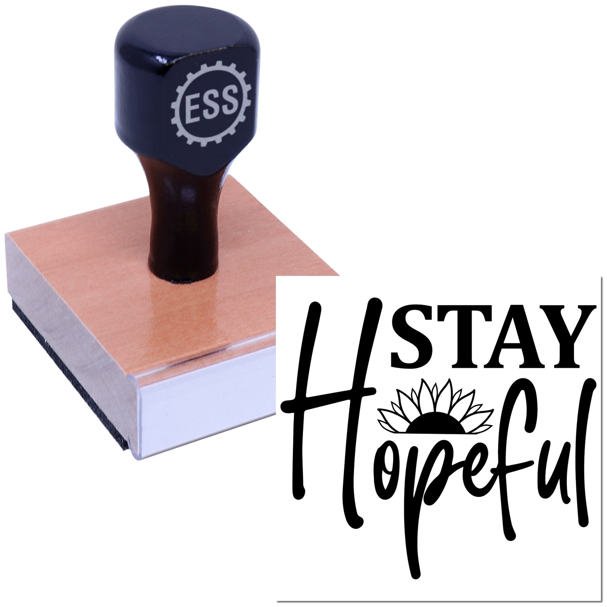 Hopeful Sunflower Rise Postcard Rubber Stamp