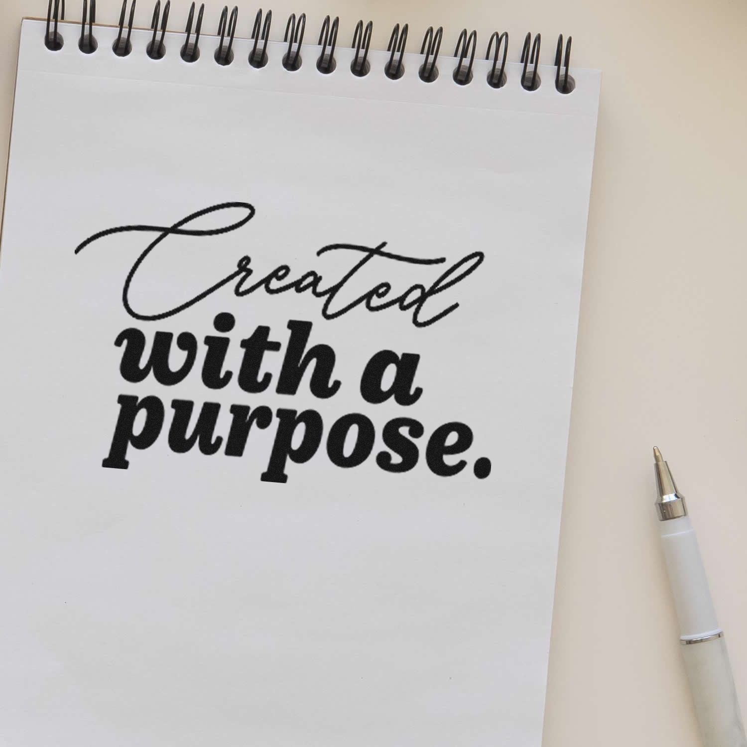 Duo Bold Script Proclaiming Purposeful Creation Hand Stamp