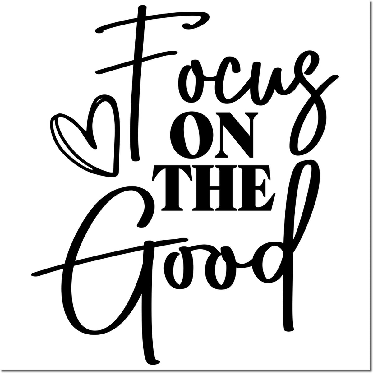 Black Focus on the Good stamp and seal design with bold script and serif lettering on a white background.