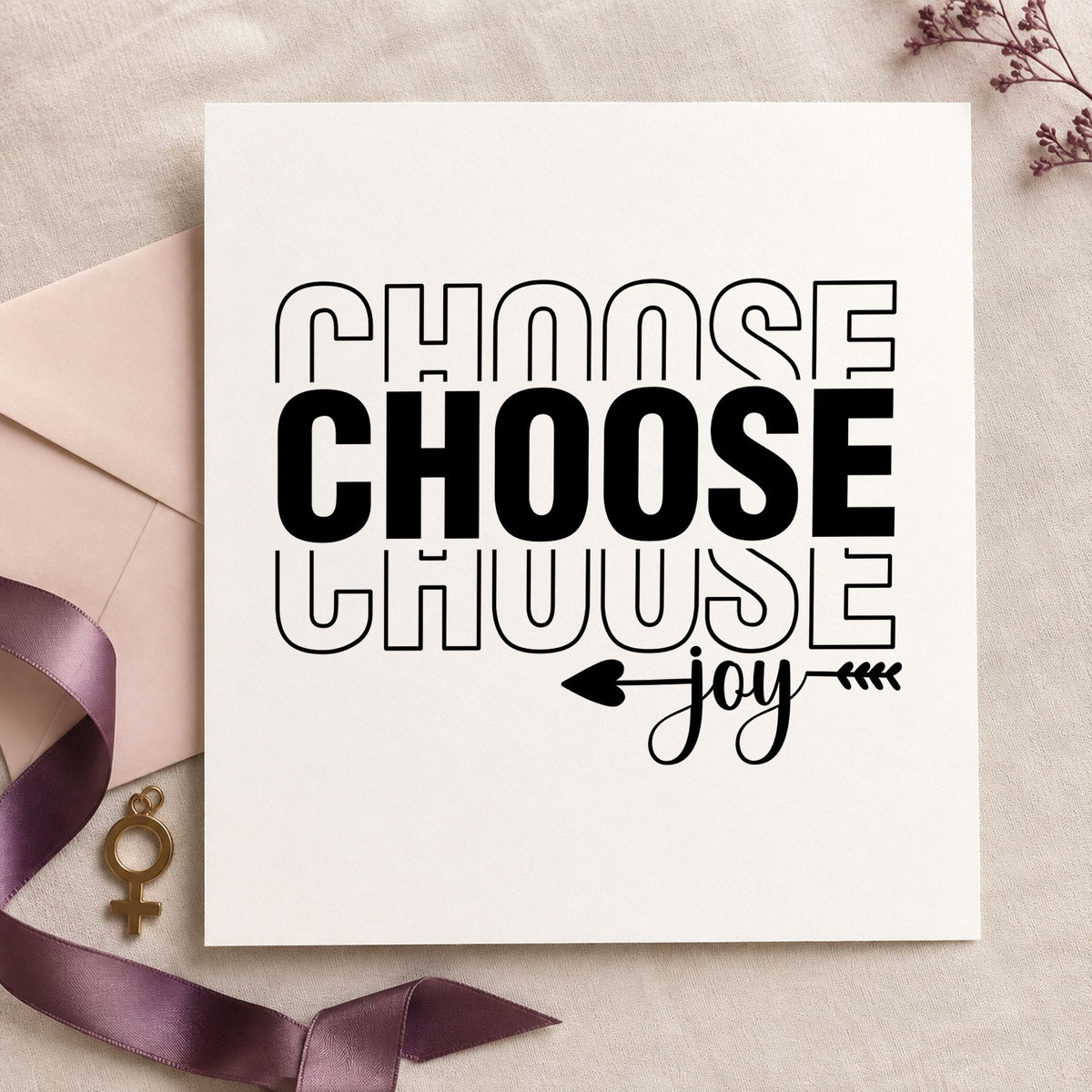 Choose Joy Repeated Lettering craft stamp in black ink on cardstock, an easy option for season album page.