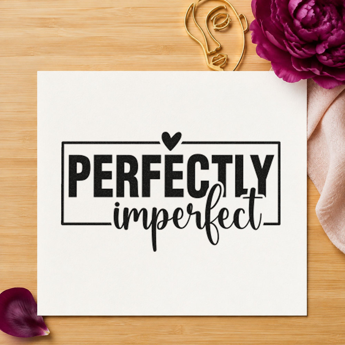 Perfectly Imperfect Heart Frame craft stamp in black ink on cardstock, an easy option for paint album page.
