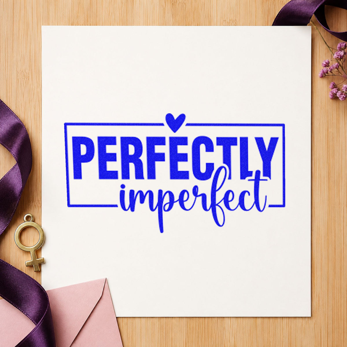 Perfectly Imperfect Heart Frame craft stamp in blue ink on cardstock, an easy option for water cloth printing.