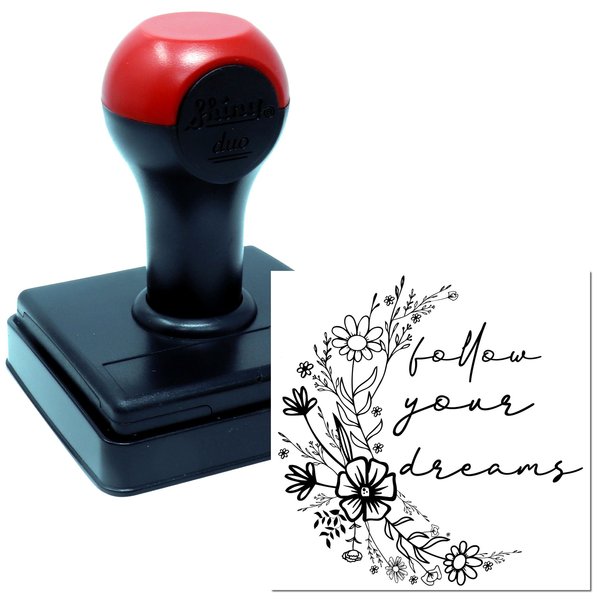 Duo Whimsical Floral Follow Your Dreams Hand Stamp