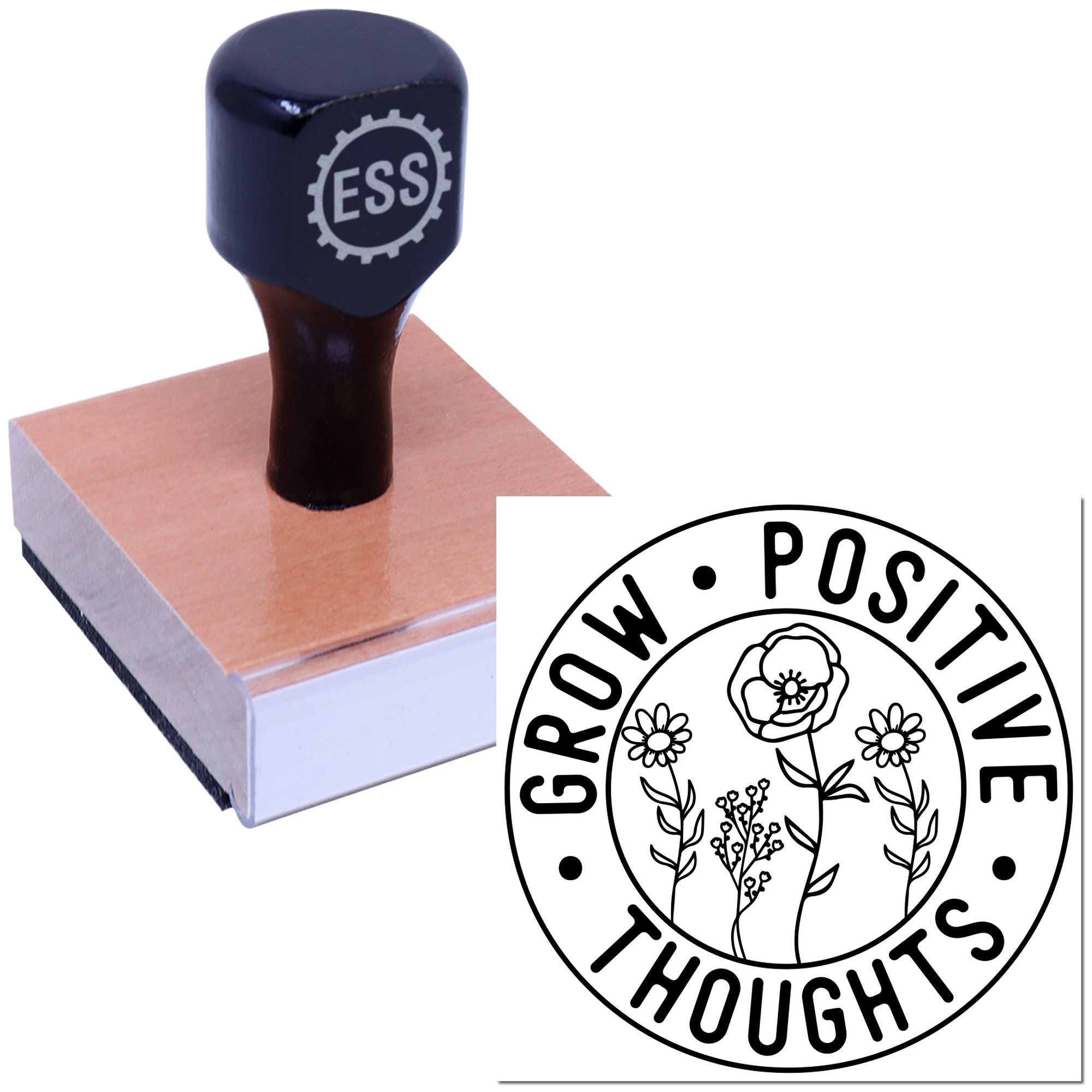 Petal Power Positivity Card Rubber Stamp