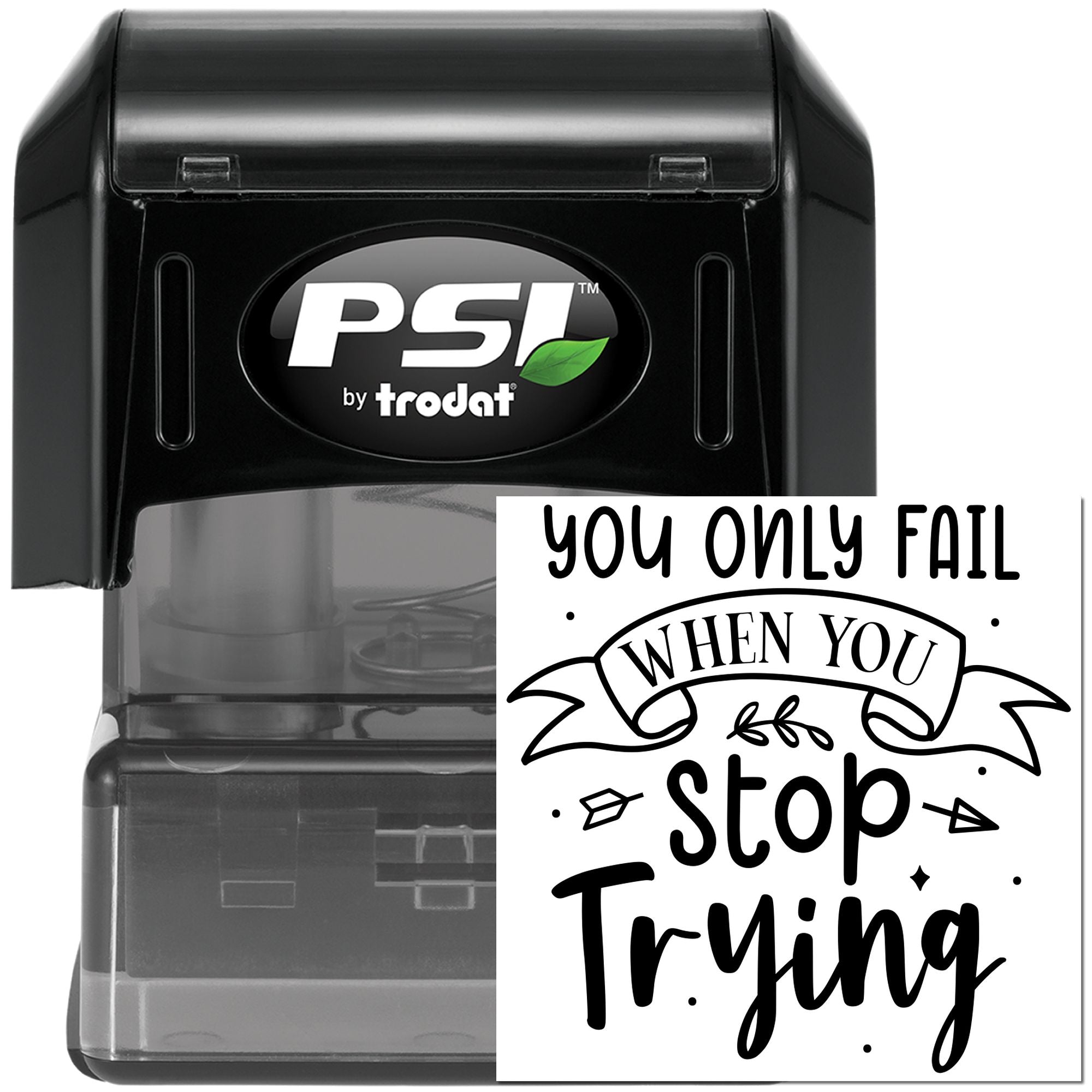 Pre-Inked Never Stop Trying Card Stamp