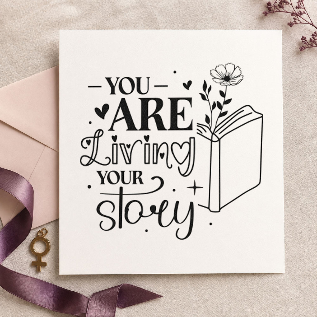 You Are Living Story rubber stamp printed in black ink, ready for chapter order sheet and similar paper crafts.
