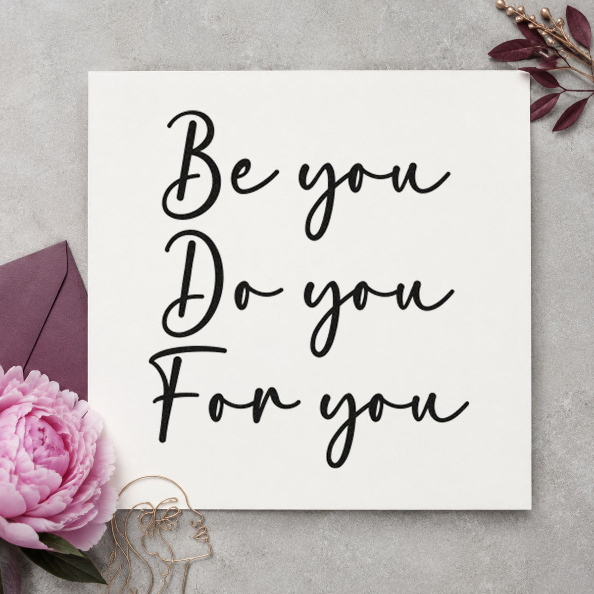 Be You For You rubber stamp printed in black ink, ready for session plan sheet and similar paper crafts.
