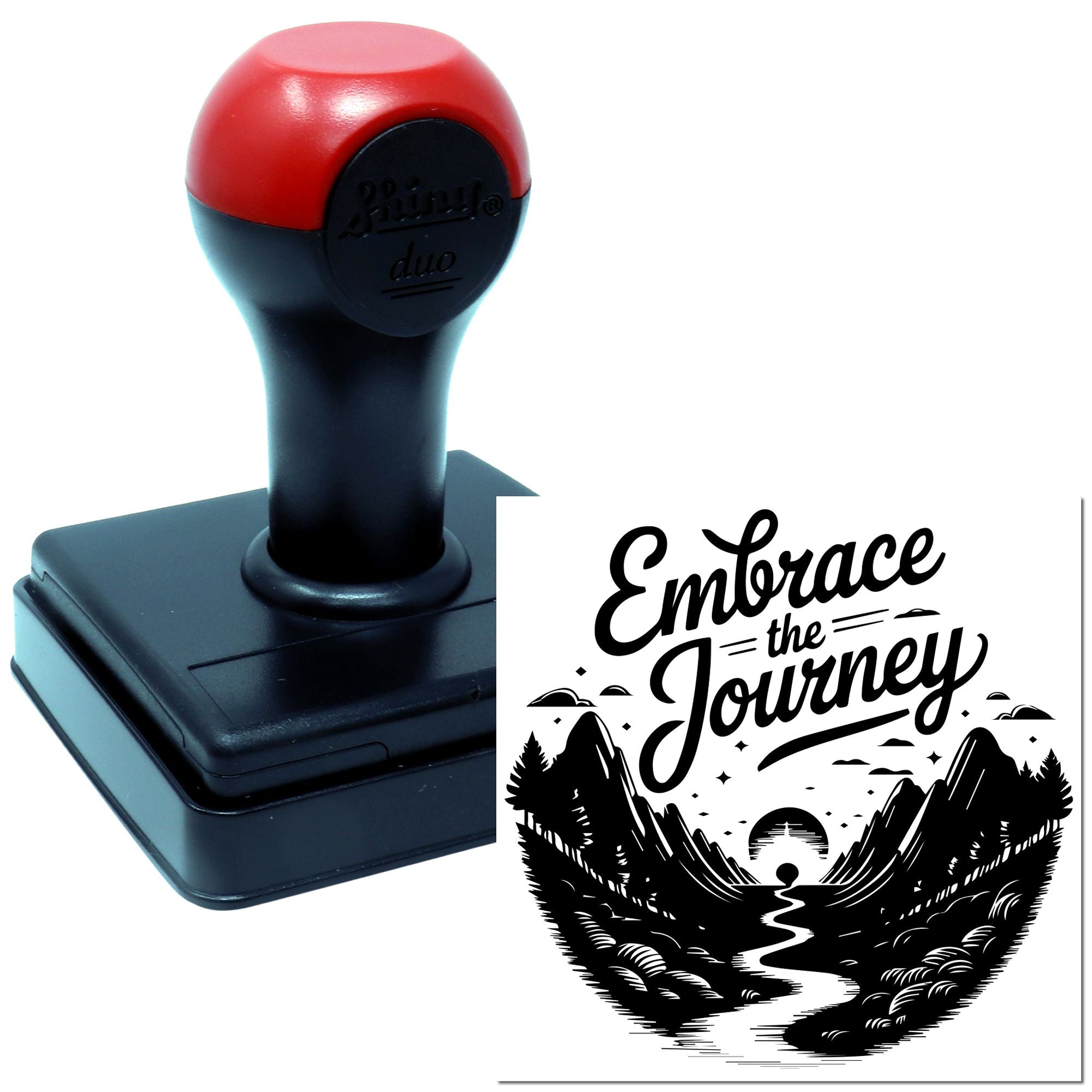 Duo Embrace The Journey Through Mountains Hand Stamp