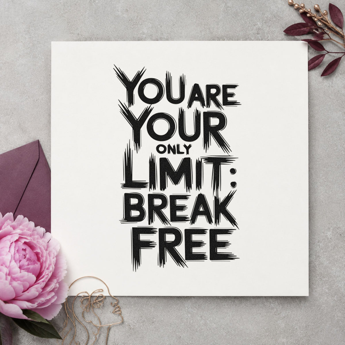 Your Only Limit Free craft stamp imprint in black ink on a handmade project, one idea being dry bag gift tags.