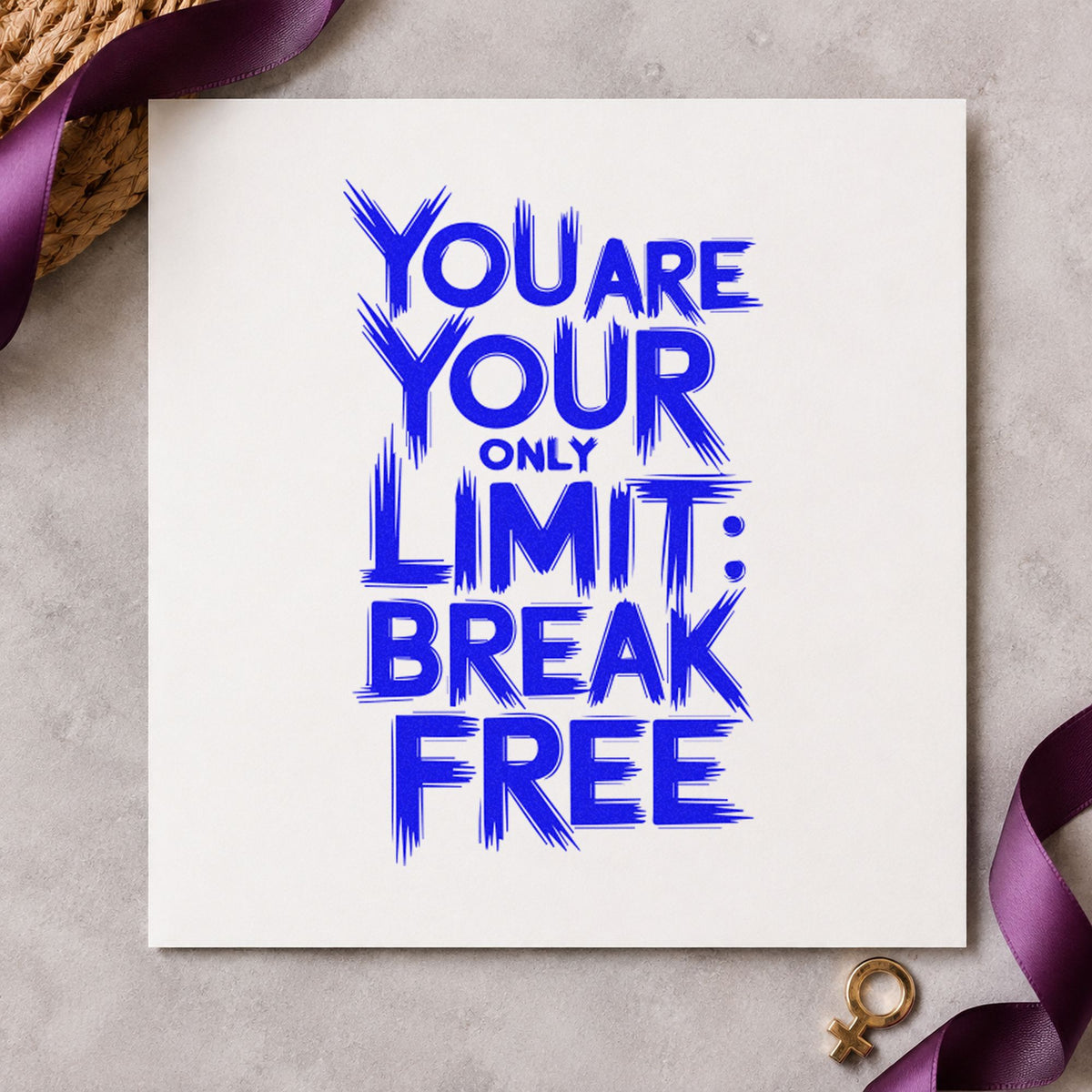 Your Only Limit Free craft stamp in blue ink on cardstock, an easy option for spray deck printing.