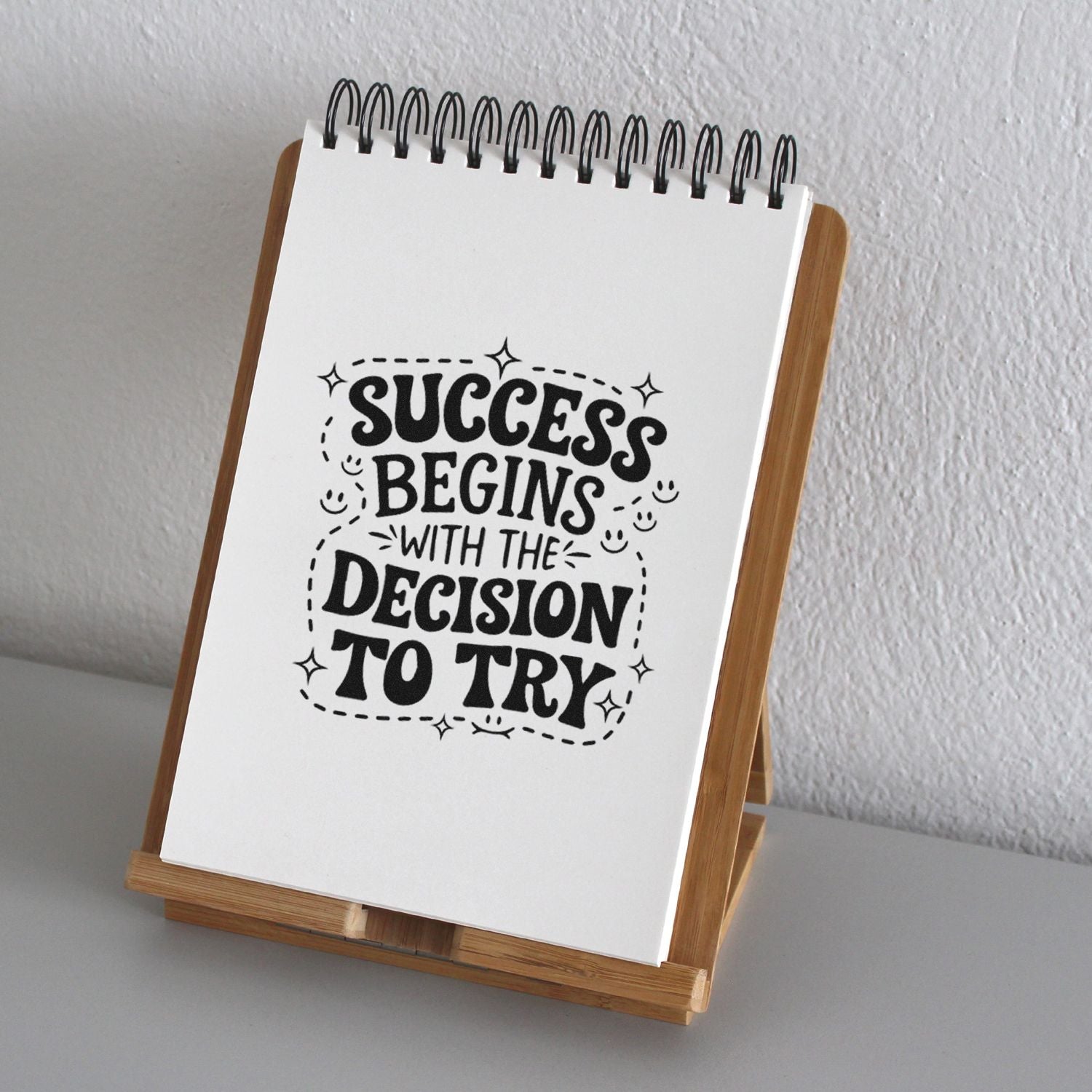 Decide Try Succeed Postcard Rubber Stamp