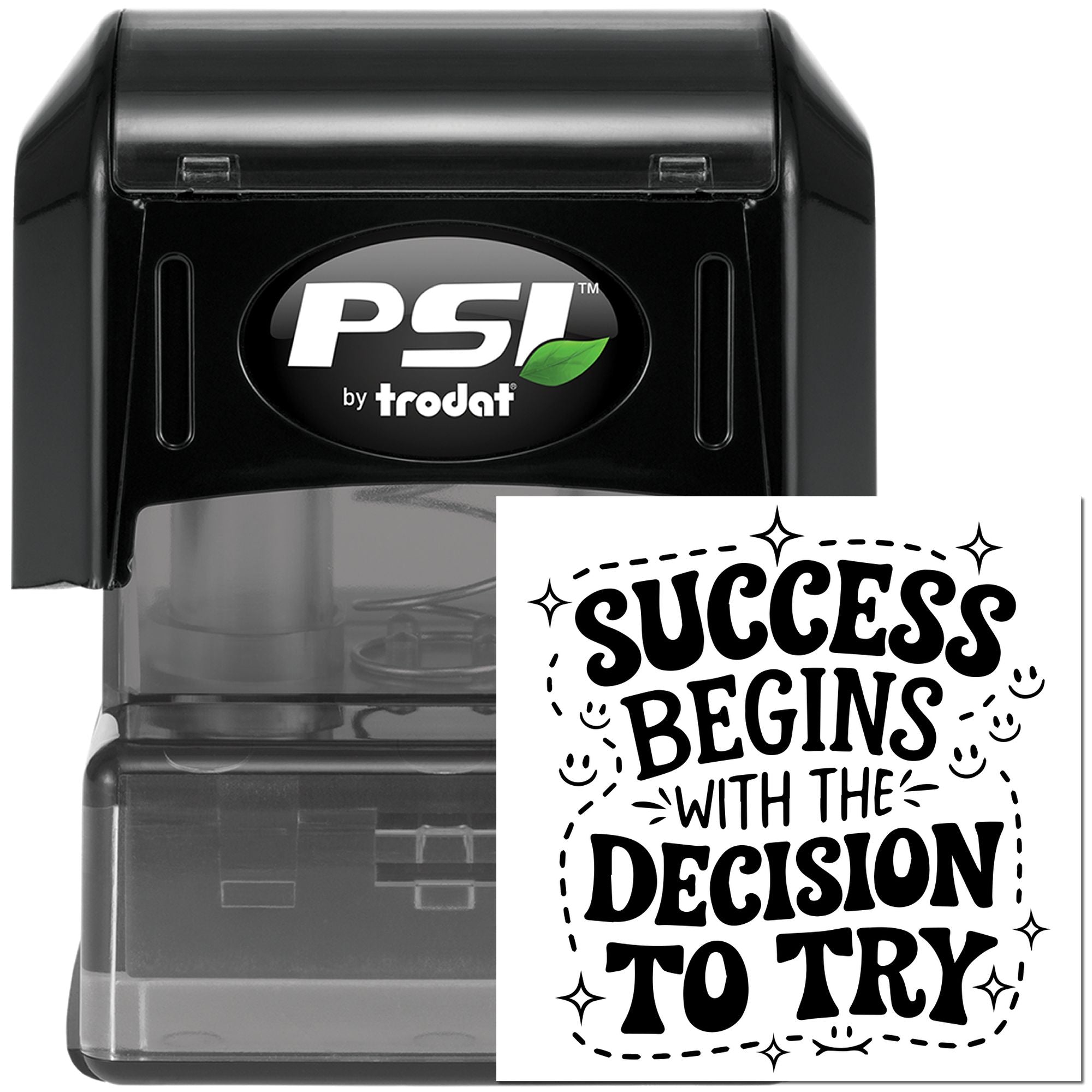 Pre-Inked Decide Try Succeed Greeting Card Stamp