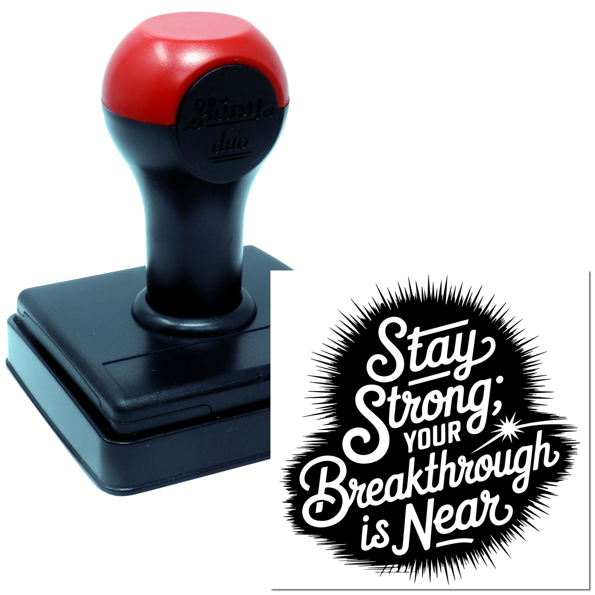 Duo Bold Motivational Starburst Encouraging Breakthrough Hand Stamp
