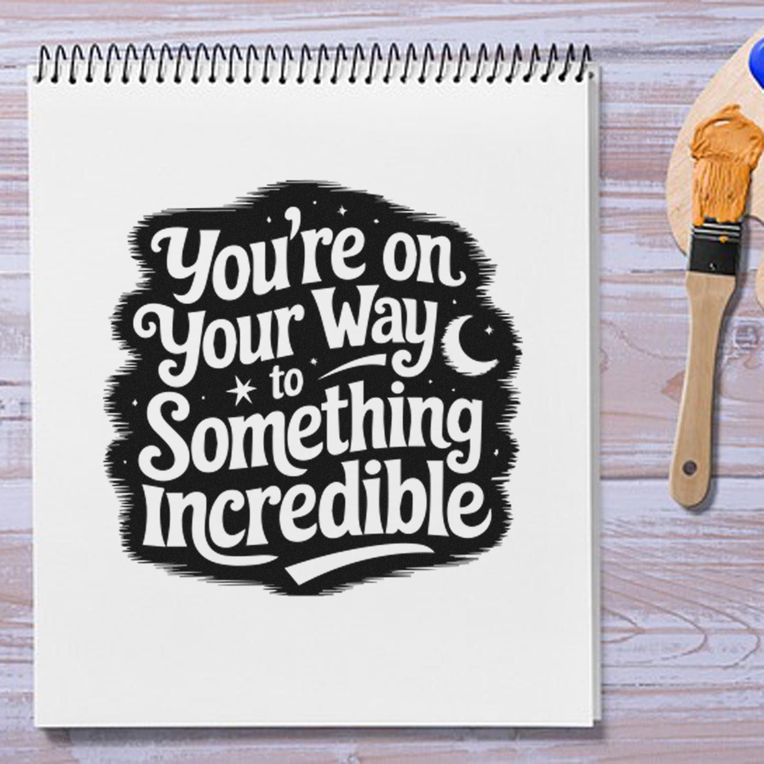 Duo Nighttime Whimsical Motivational Typographic Poster Hand Stamp