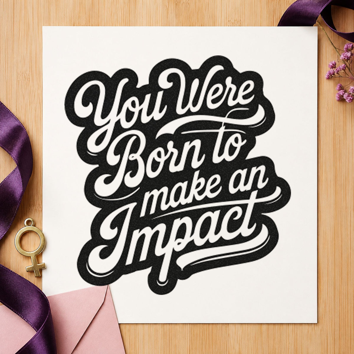 Born To Make Impact craft stamp in black ink on cardstock, an easy option for election album page.