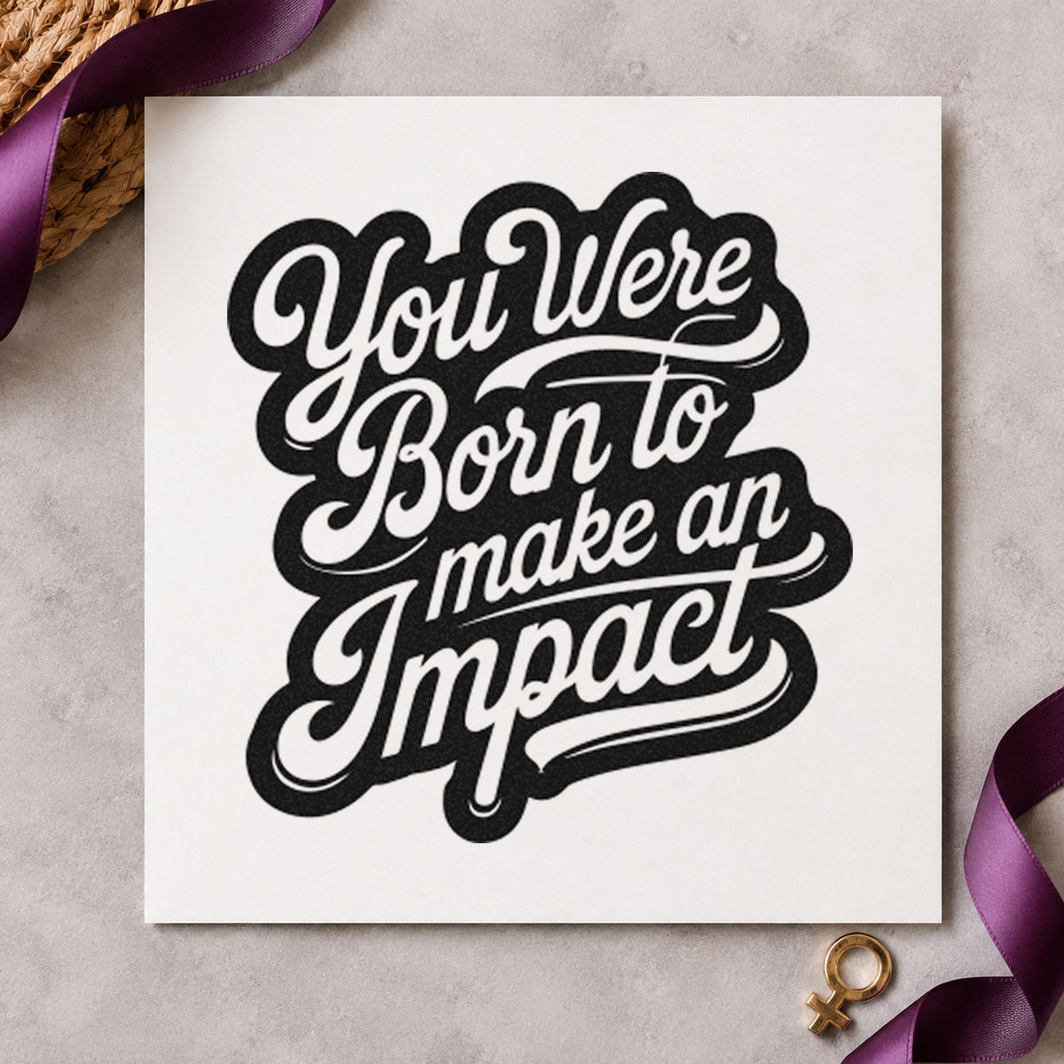 Born To Make Impact craft stamp imprint in black ink on a handmade project, one idea being snack bag gift tags.