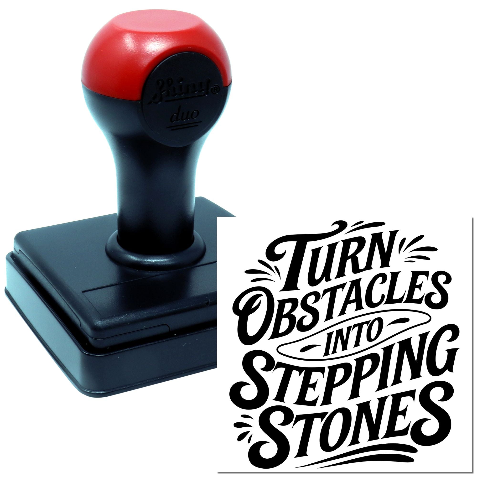Duo Obstacles Transformed Into Upward Steps Hand Stamp