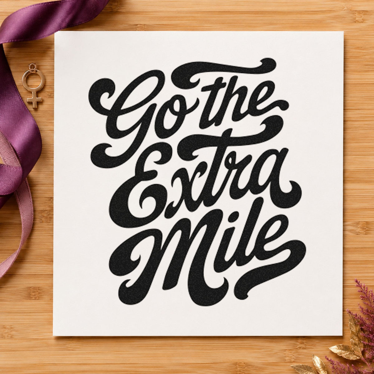 Go The Extra Mile craft stamp in black ink on cardstock, an easy option for route year album page.