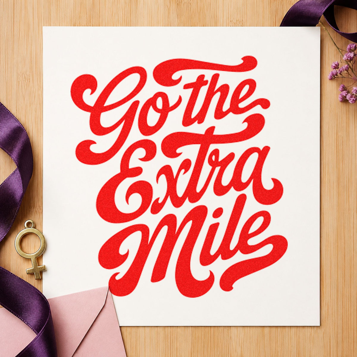 Go The Extra Mile rubber stamp shown in red ink, stamped for projects such as bin zone labels.
