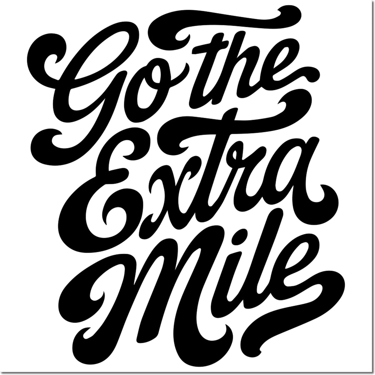 Bold black gothic script Goth Extra Mile stamp and seal design on white background