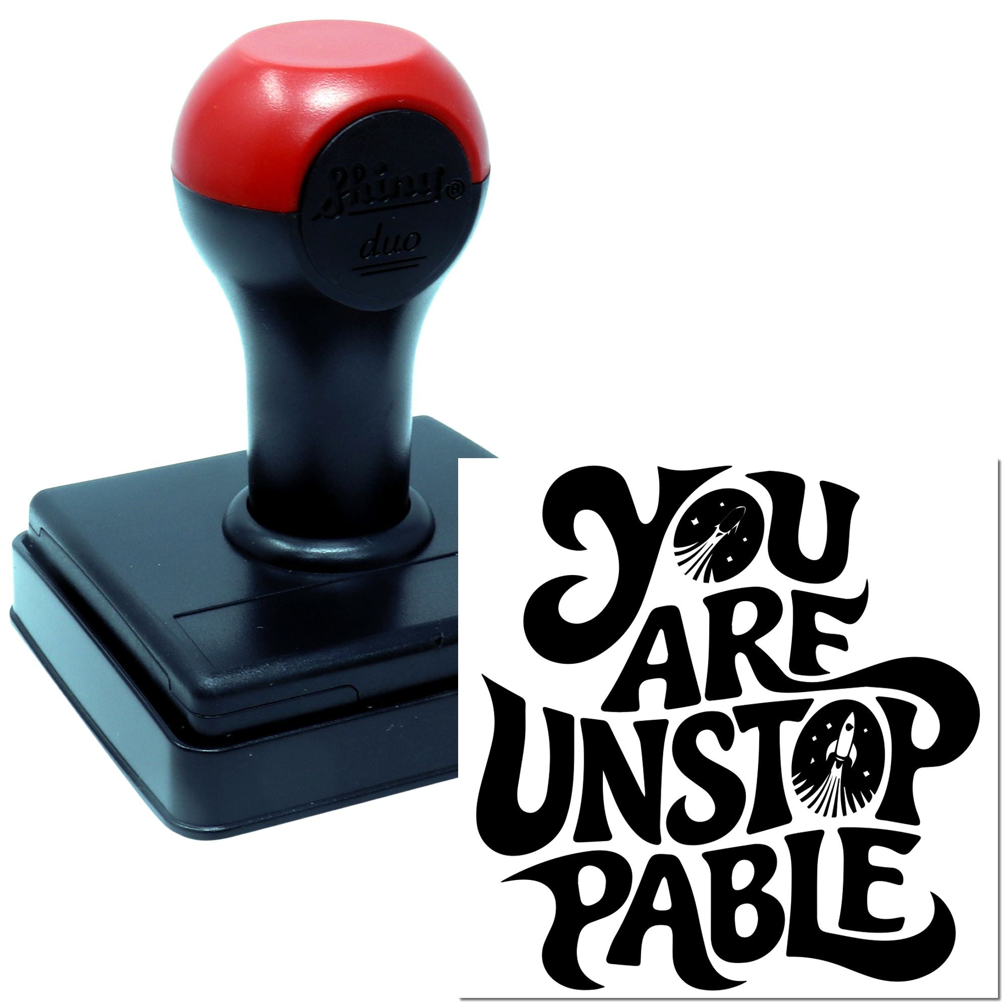 Duo Retro Rocket You Are Unstoppable Hand Stamp