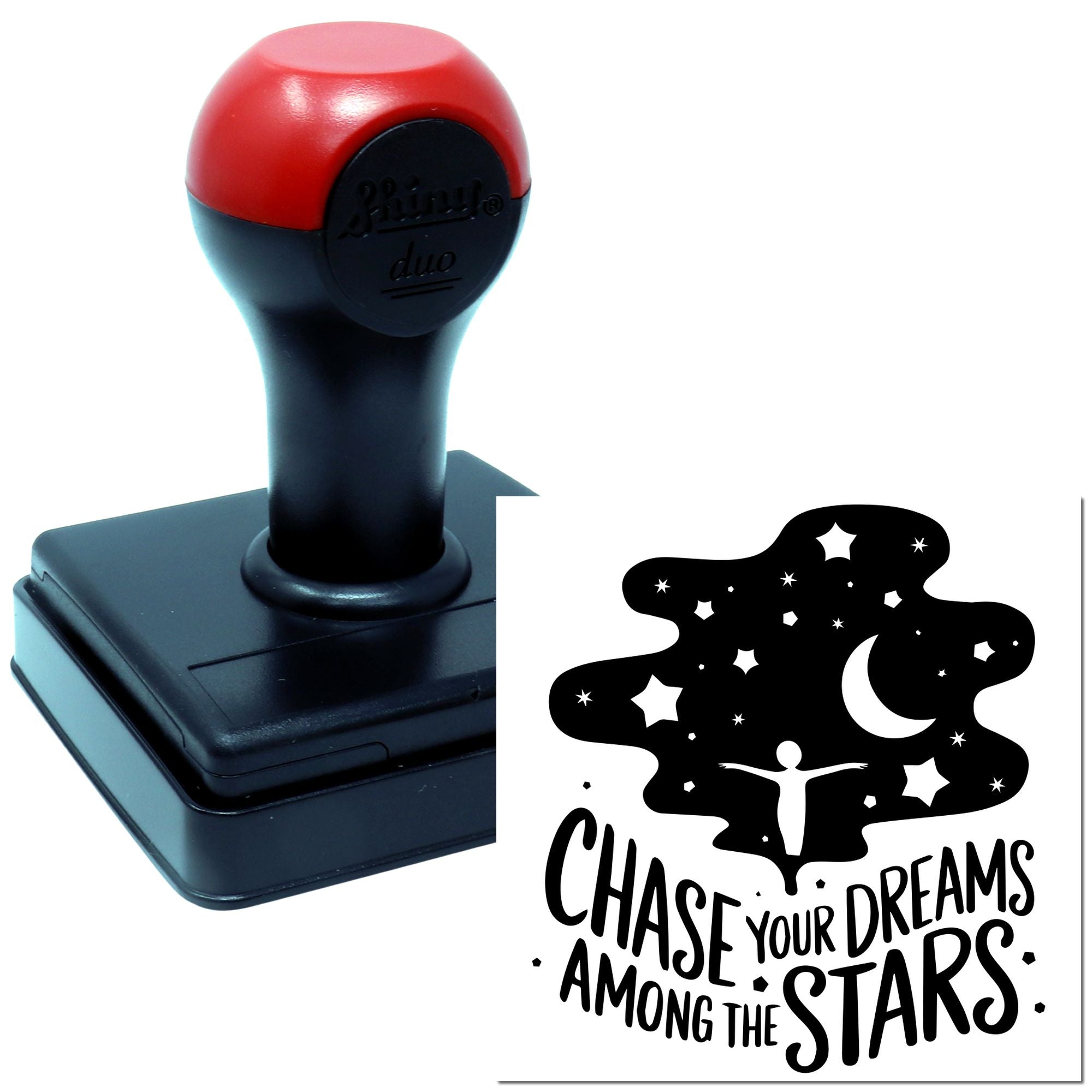 Duo Chasing Dreams Amid Midnight Starfield Hand Stamp
