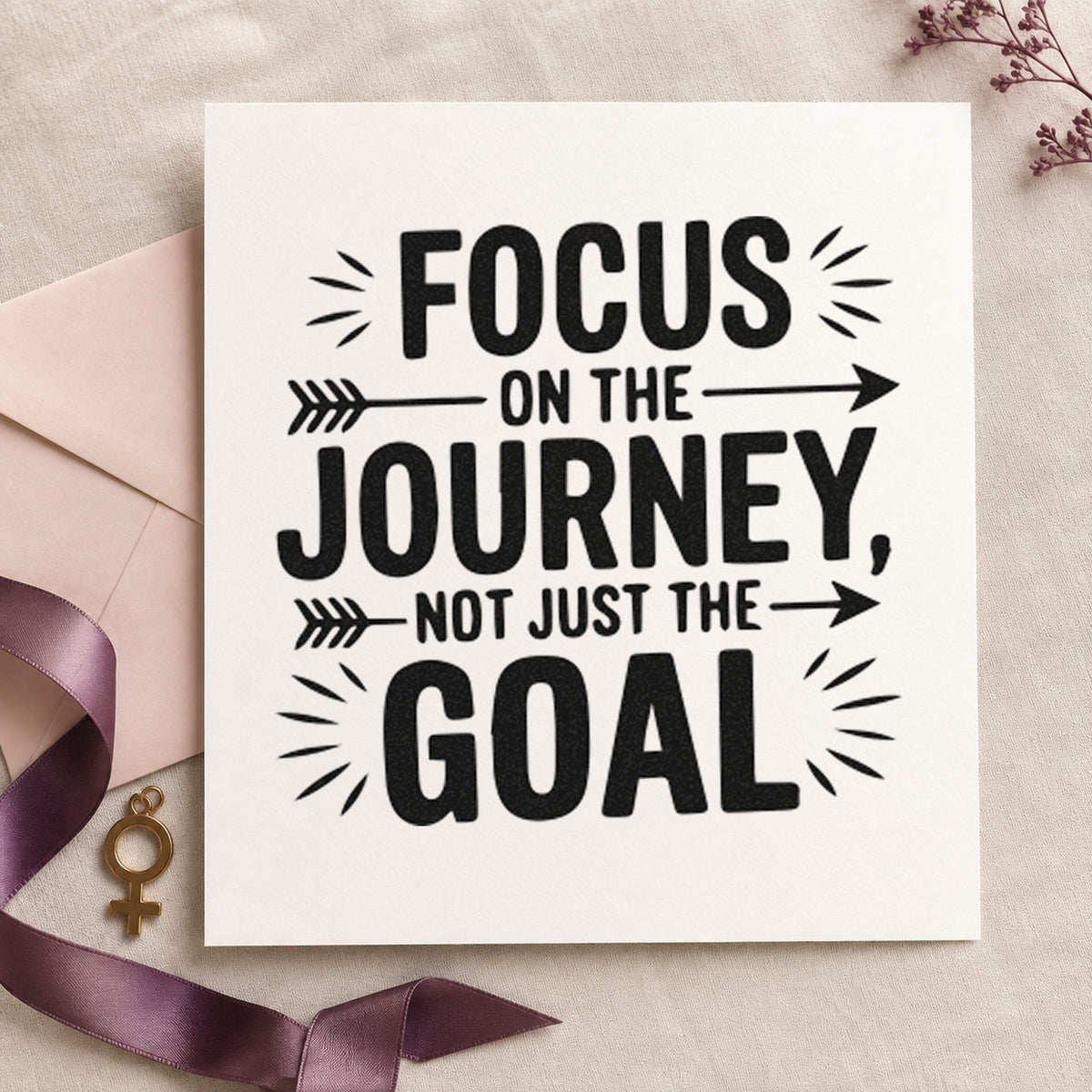 Focus On Journey Goal craft stamp in black ink on cardstock, an easy option for rail trip album page.