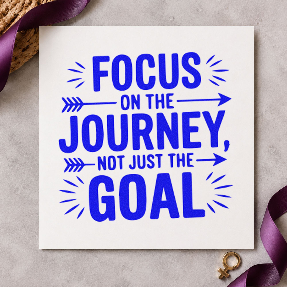 Focus On Journey Goal craft stamp in blue ink on cardstock, an easy option for travel blanket printing.
