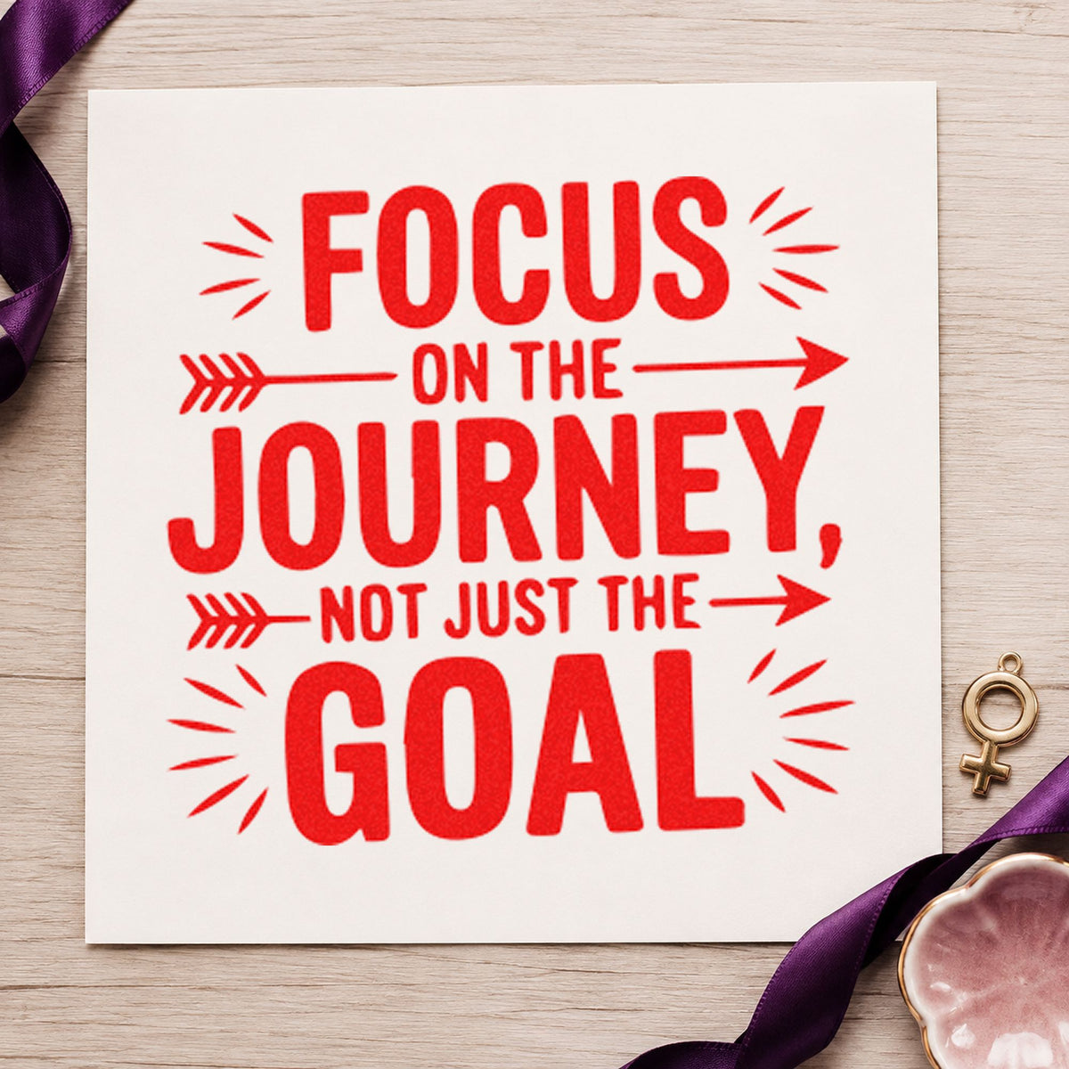 Focus On Journey Goal rubber stamp shown in red ink, stamped for projects such as bin travel labels.