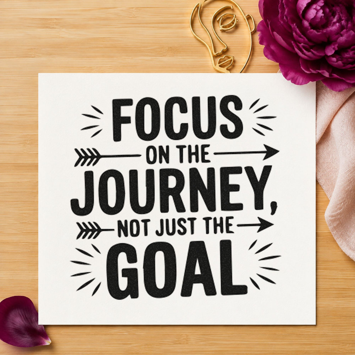 Focus On Journey Goal rubber stamp printed in black ink, ready for arrow mark cards and similar paper crafts.