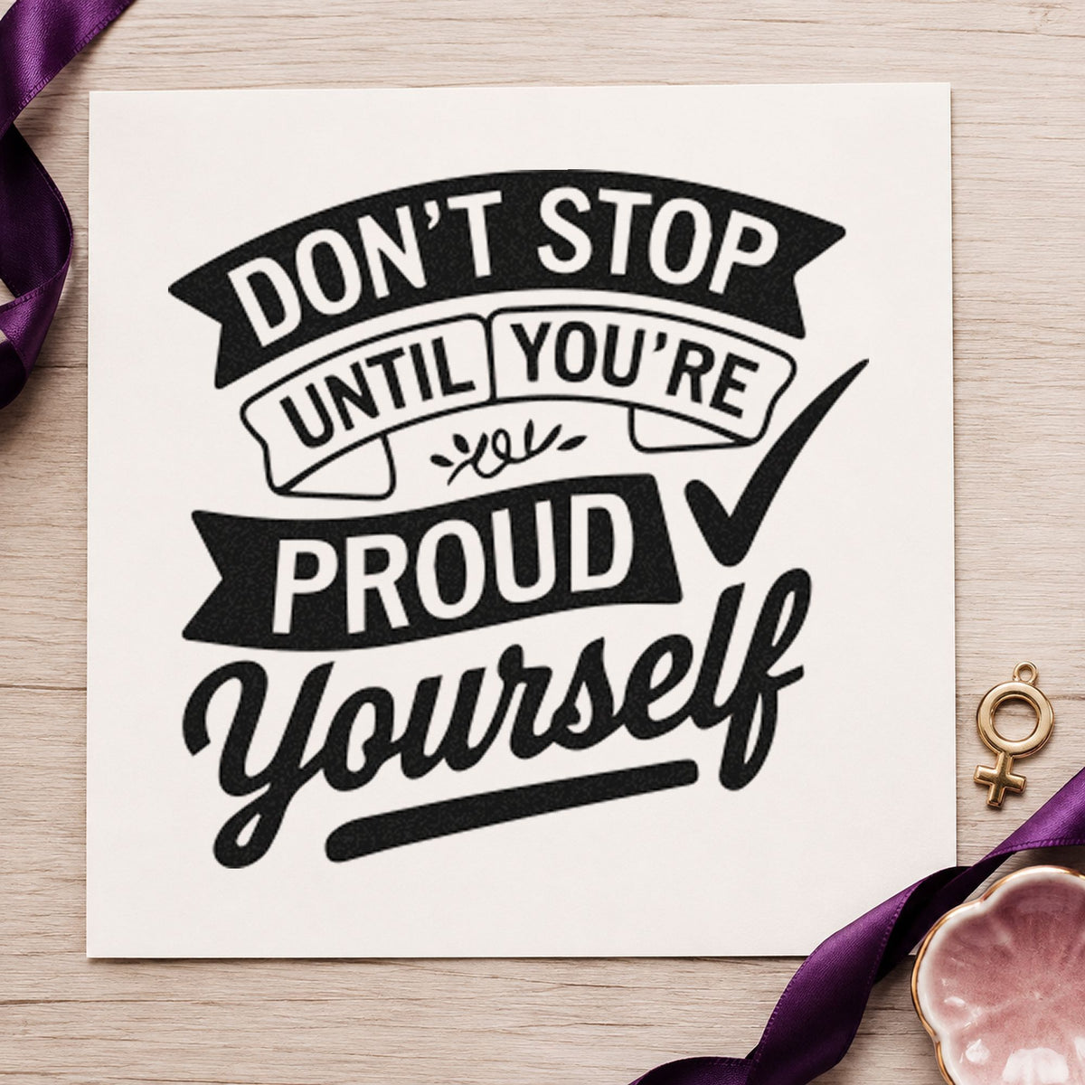 Do Not Stop Proud craft stamp in black ink on cardstock, an easy option for photo club album page.