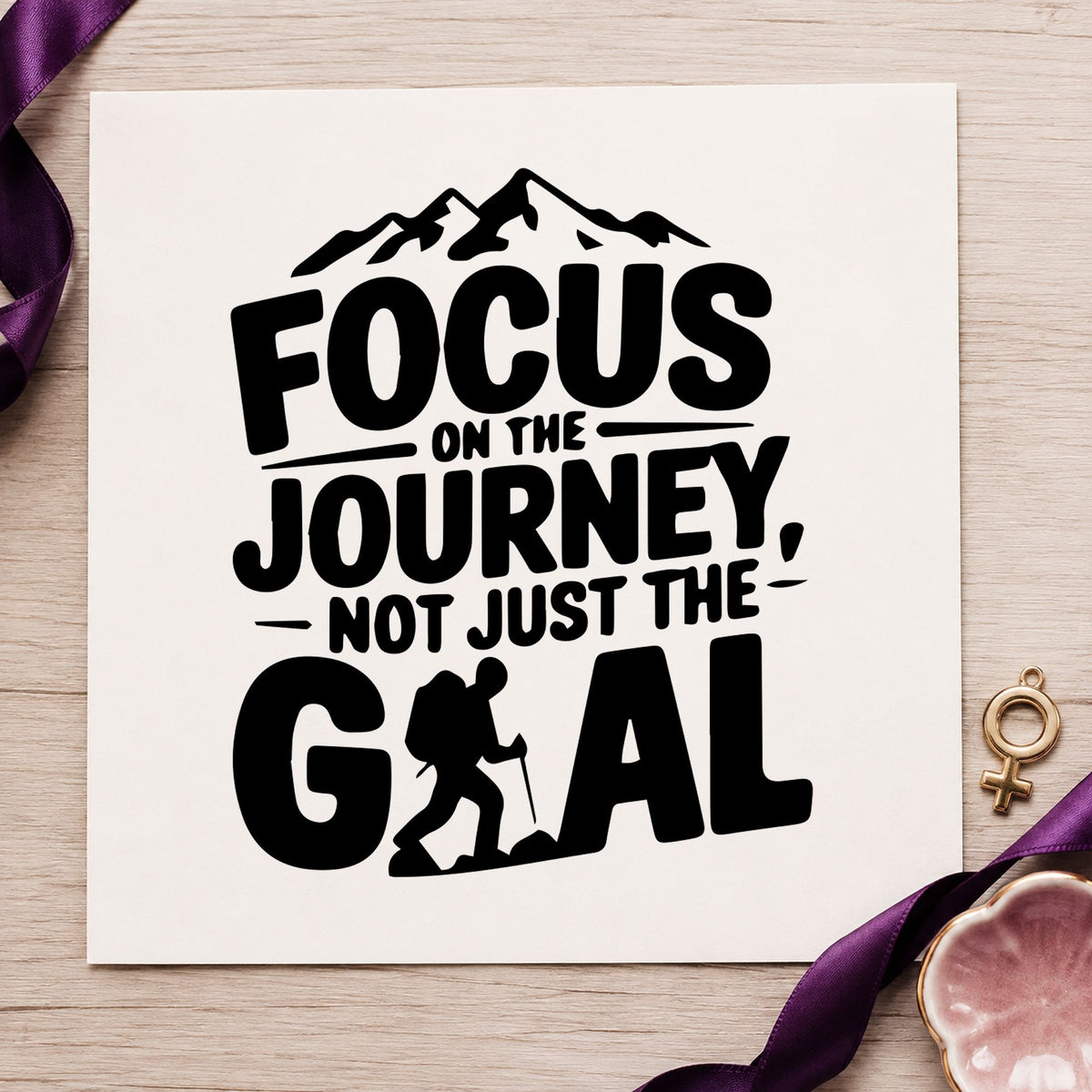Focus Journey Hiker Mountains rubber stamp printed in black ink, ready for peak hiker cards and similar paper crafts.