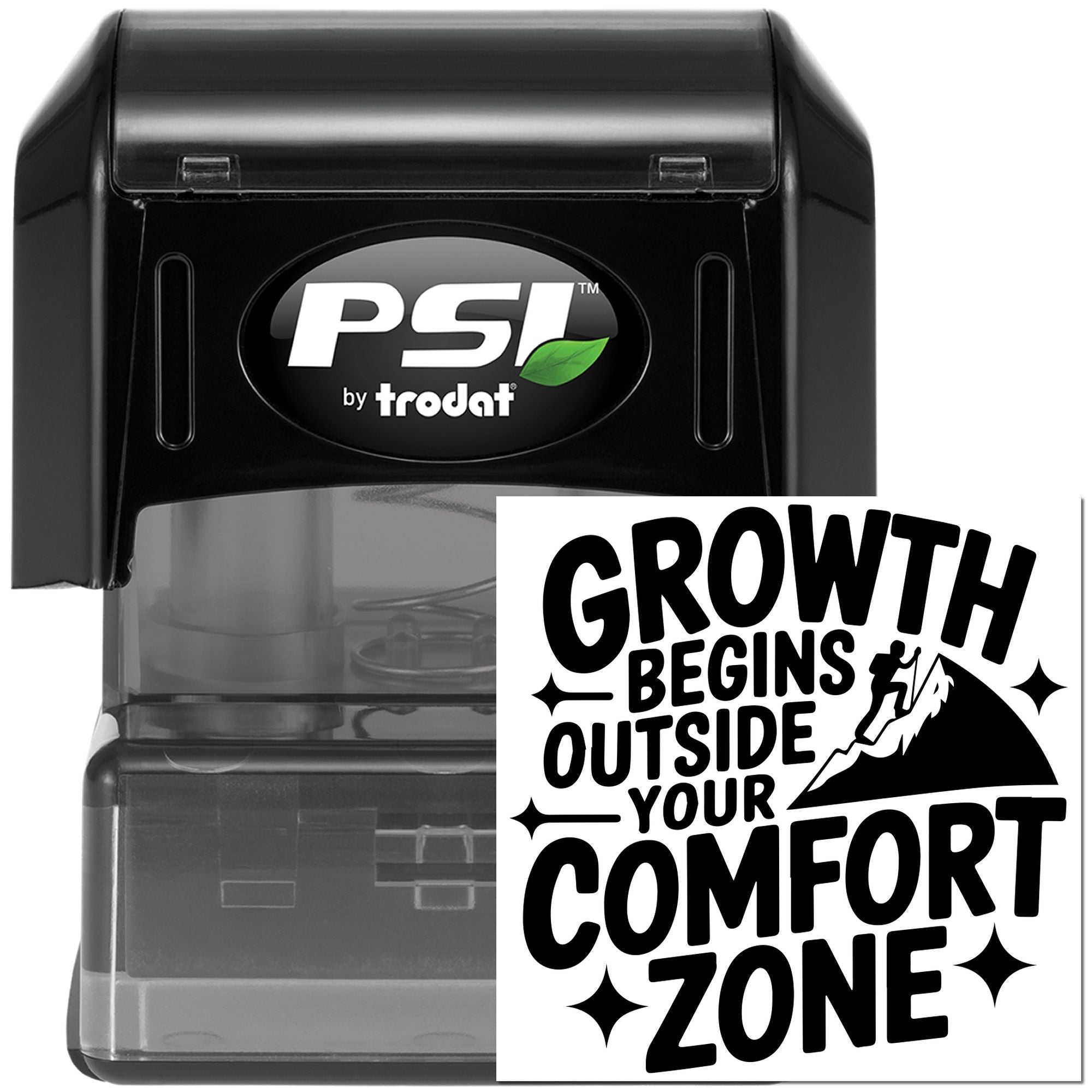 Pre-Inked Growth Beyond Comfort Tag Stamp