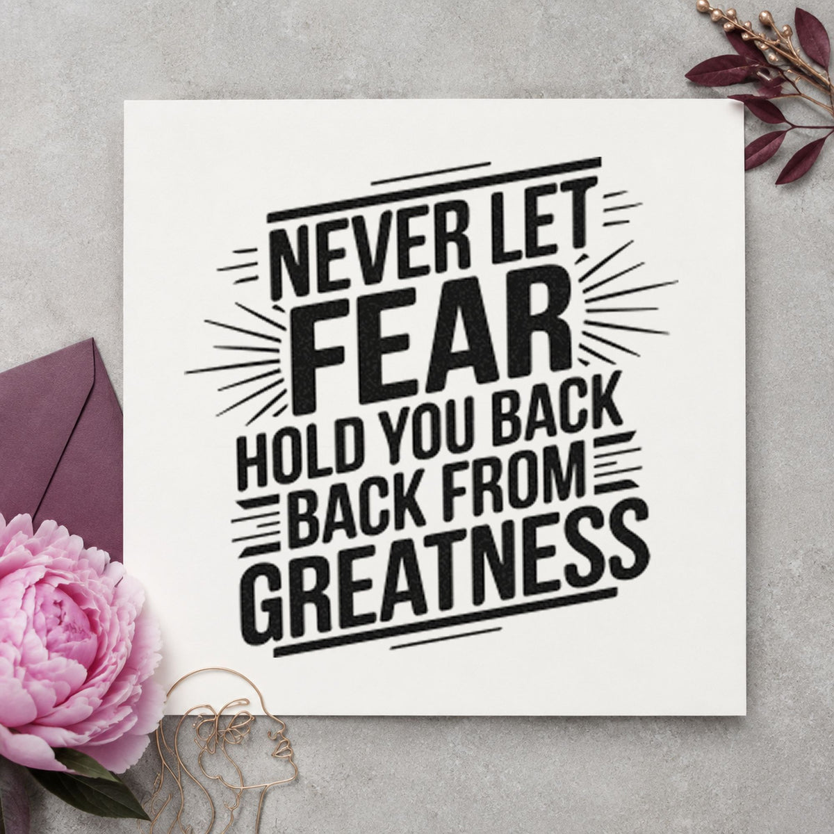 Never Let Fear Hold craft stamp in black ink on cardstock, an easy option for tryout album page.