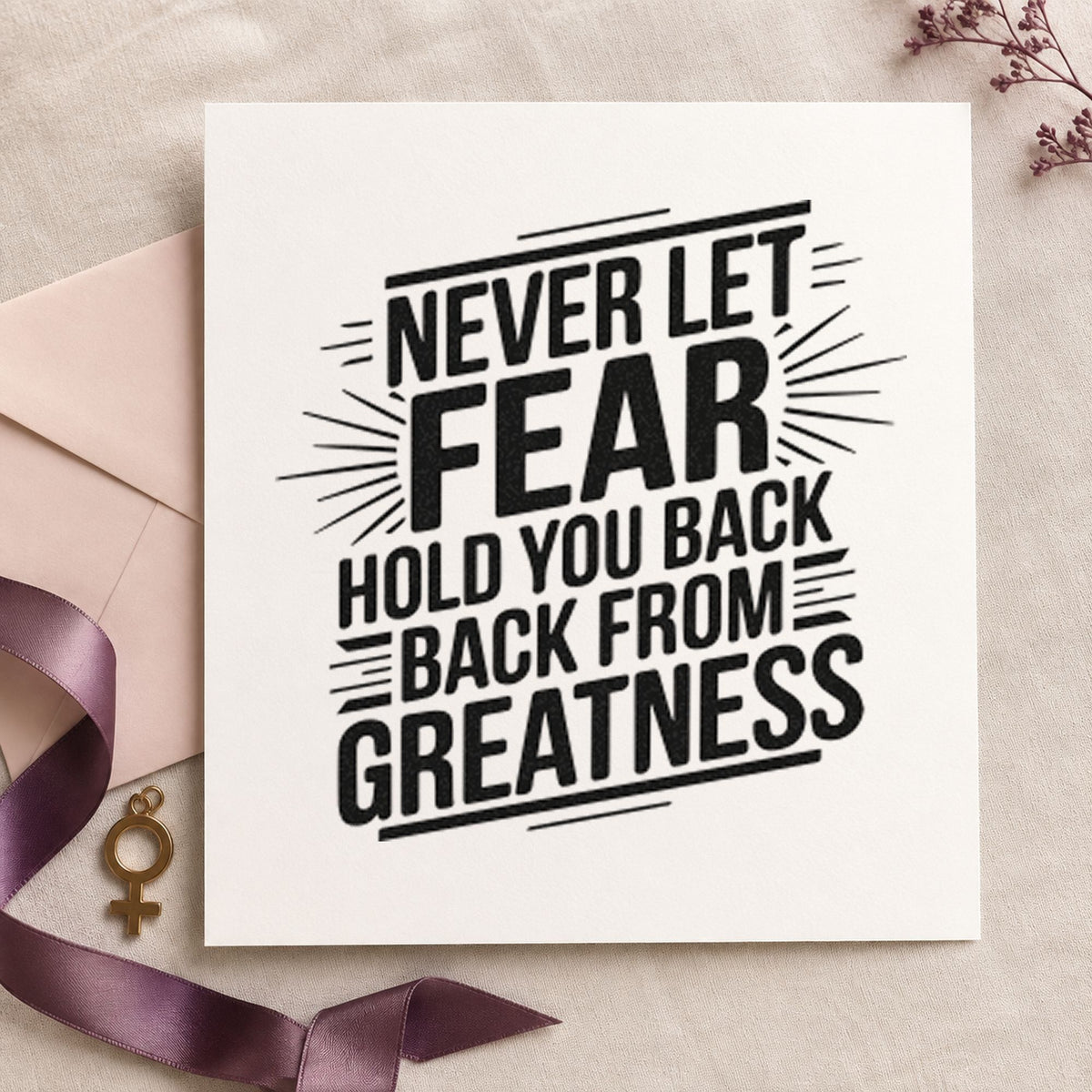 Never Let Fear Hold rubber stamp printed in black ink, ready for condensed ray cards and similar paper crafts.