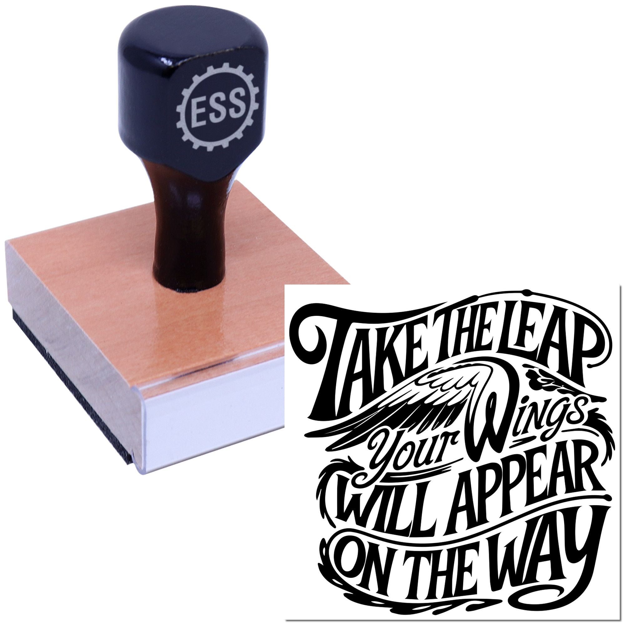 Inspirational Winged Leap Card Rubber Stamp