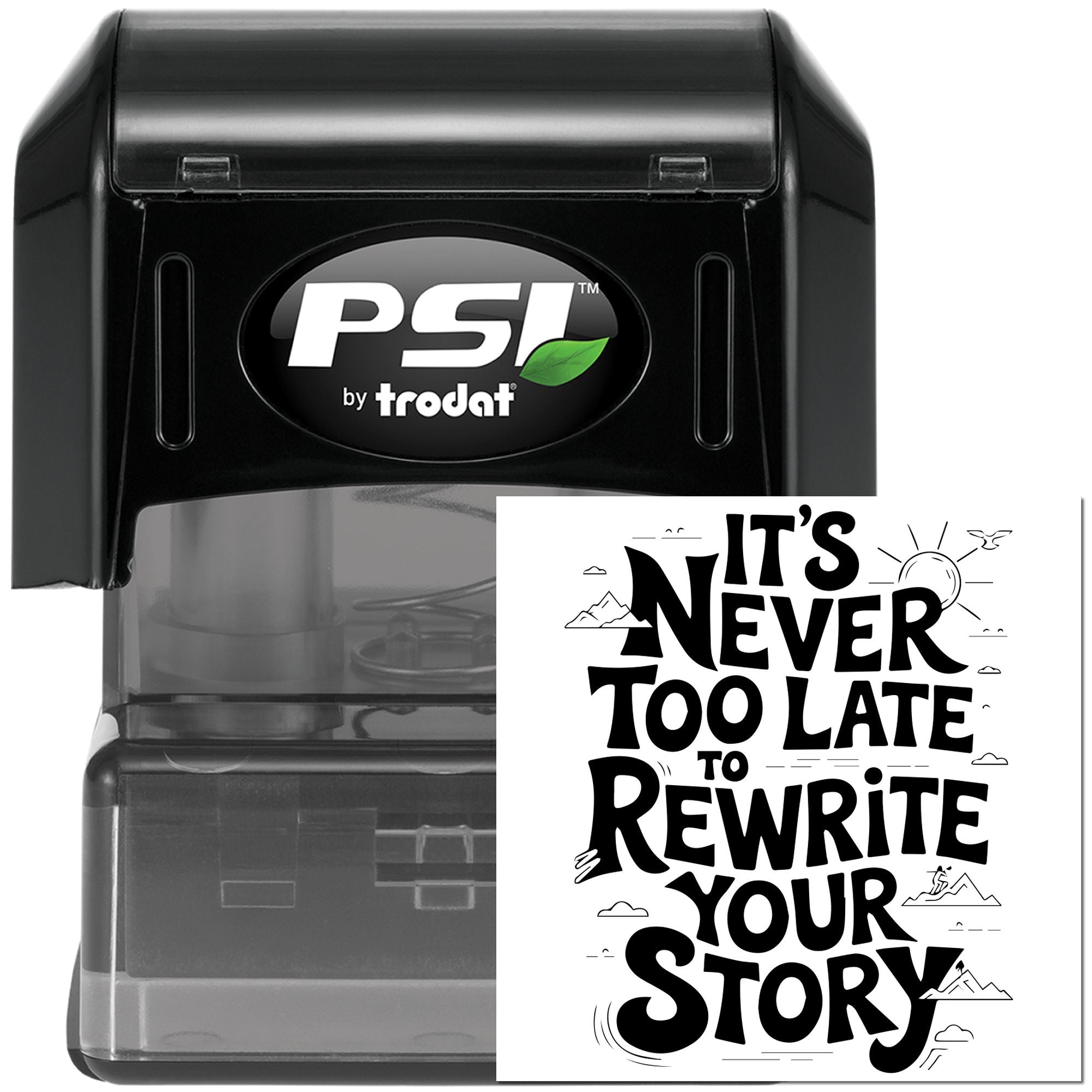 Pre-Inked Never Too Late Scrapbooking Stamp