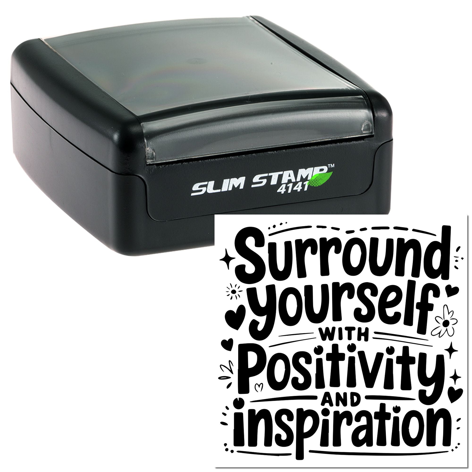 Slim Surround Yourself With Positivity Journaling Pre-Inked Stamp - Engineer Seal Stamps