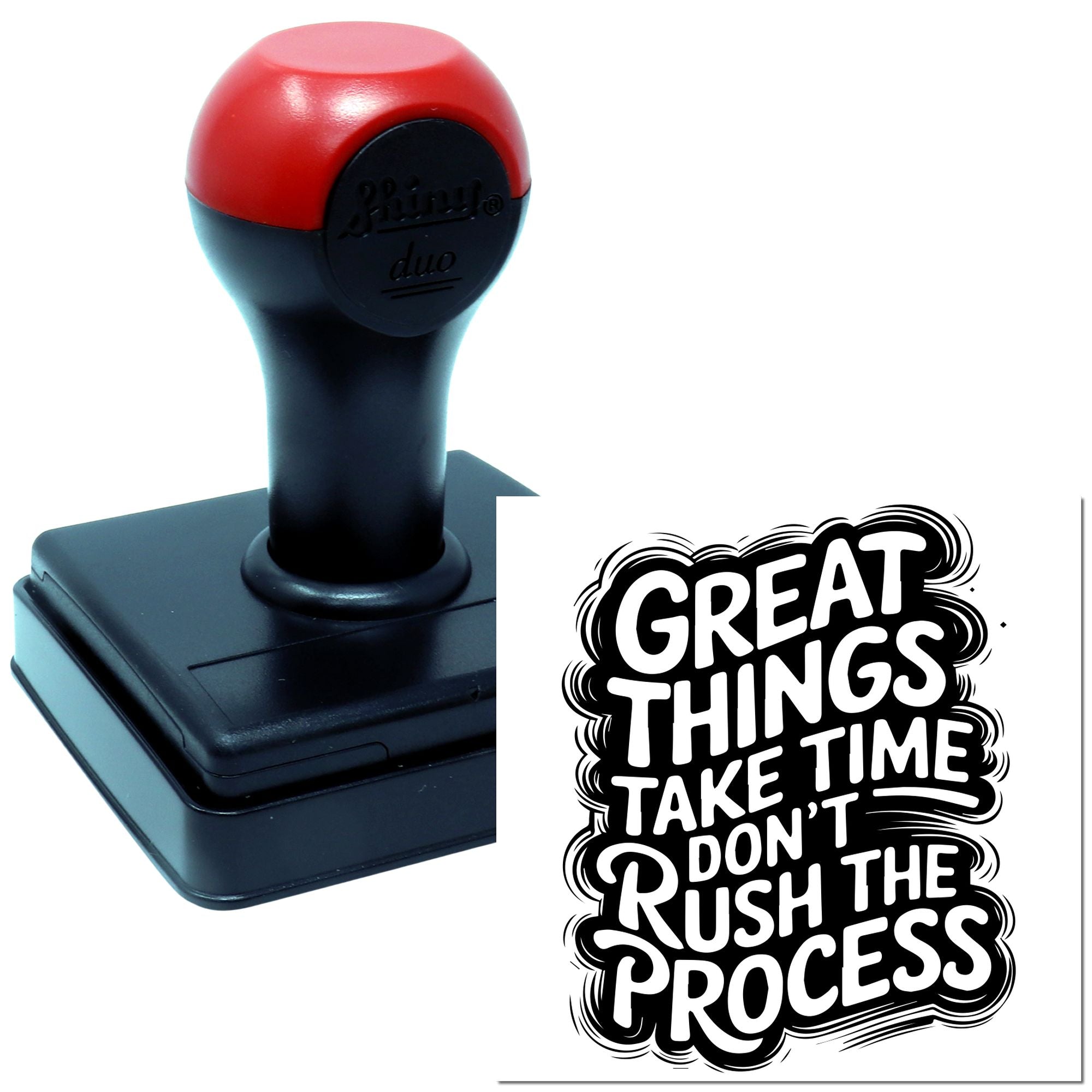 Duo Patience Motivational Bold Black Lettering Hand Stamp